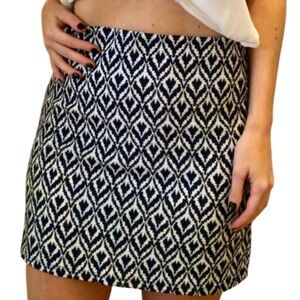 J. Crew Factory Mini Skirt in Navy blue and White Geo Print - Size 14